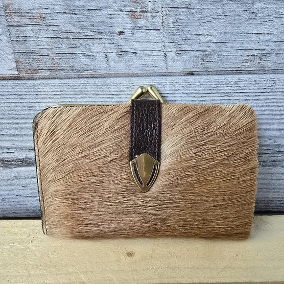 Vintage Bi Fold Fur Wallet Genuine Springbok Small - Picture 1 of 9